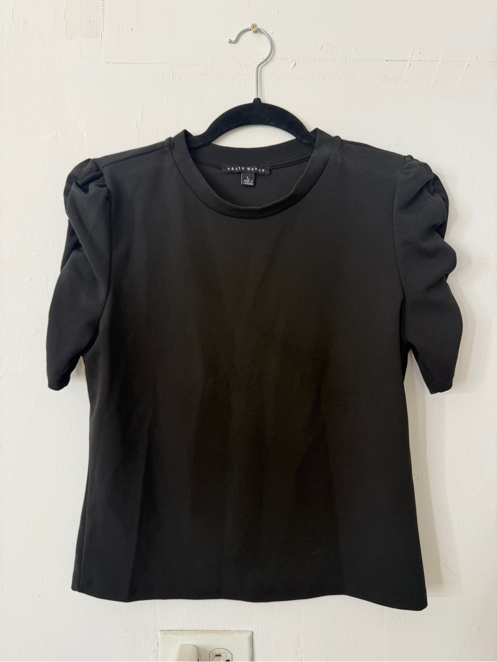 Haute Monde Black Puff Sleeve Crewneck Tee